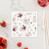 Serviette En Papier Aquarelle Peonies Papier Napkin (En situation)