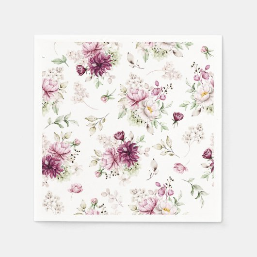 Serviette En Papier Aquarelle Peonies Papier Napkin (Devant)