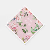 Serviette En Papier Aquarelle Peony Magnolia Mariage rose (Coin)