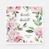 Serviette En Papier Aquarelle Peony Magnolia Mariage rose (Devant)