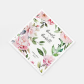 Serviette En Papier Aquarelle Peony Magnolia Mariage rose (Coin)