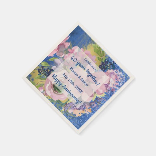 Serviette En Papier Aquarelle Personnalisée Chaque année (Coin)