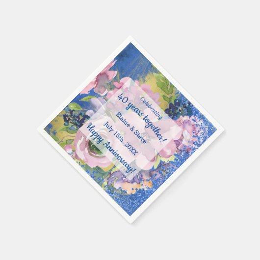 Serviette En Papier Aquarelle Personnalisée Chaque année (Coin)