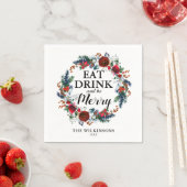 Serviette En Papier Aquarelle personnalisée couronne de Noël (En situation)