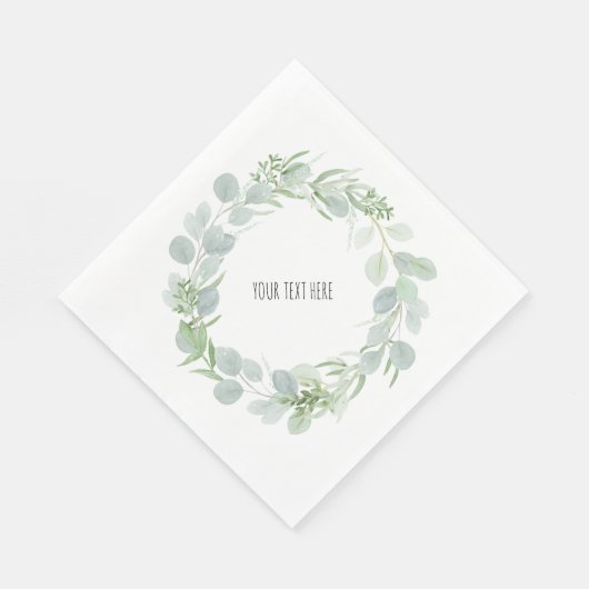 Serviette En Papier Aquarelle personnalisée Eucalyptus Mariage Wreath (Coin)