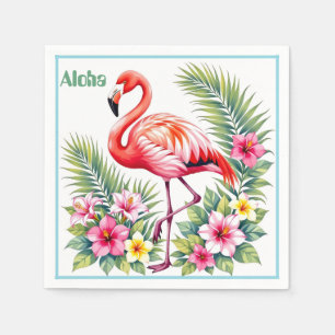 Serviette En Papier Aquarelle personnalisée Fleur rose flamant Floral