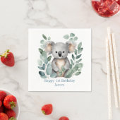 Serviette En Papier Aquarelle personnalisée Koala Bear Anniversaire (En situation)