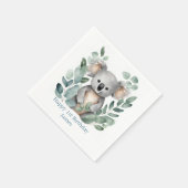 Serviette En Papier Aquarelle personnalisée Koala Bear Anniversaire (Coin)