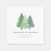 Serviette En Papier Aquarelle personnalisée Mariage de bois (Devant)