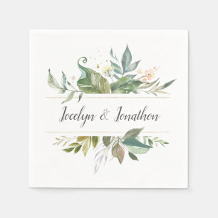 Serviette En Papier Aquarelle personnalisée Mariage floral