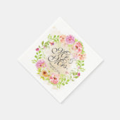 Serviette En Papier Aquarelle personnalisée Mariage floral | Napkin (Coin)