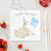 Serviette En Papier Aquarelle Petite Oie Fleur sauvage Bleu Ballons (En situation)
