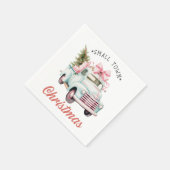 Serviette En Papier Aquarelle Petite Ville Noël Satin (Coin)