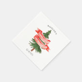 Serviette En Papier Aquarelle Pine Arbre Joyeux Petit Anniversaire (Coin)