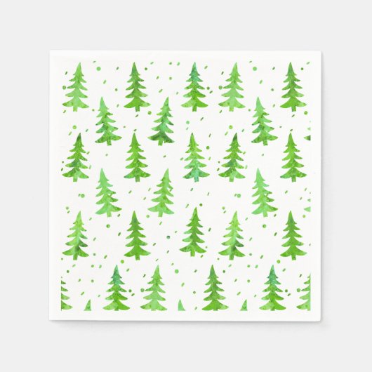 Serviette En Papier Aquarelle Pine Arbres (Devant)