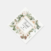 Serviette En Papier Aquarelle Pine & Hiver Fête des mariées de verdure (Coin)