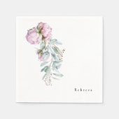 Serviette En Papier Aquarelle Pink Peonies Douche (Devant)