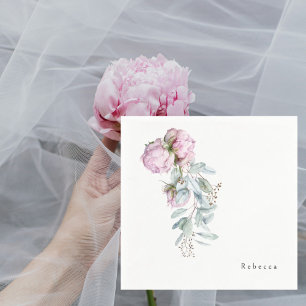 Serviette En Papier Aquarelle Pink Peonies Douche