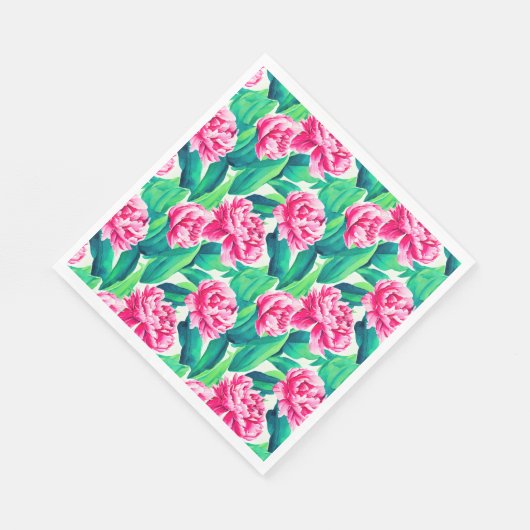 Serviette En Papier Aquarelle Pink Peonis Imprimer (Coin)