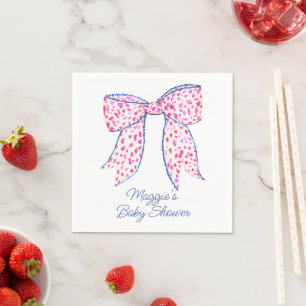 Serviette En Papier Aquarelle Pink Poka Dot Bow