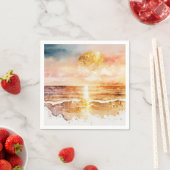 Serviette En Papier Aquarelle Plage Design 1 (En situation)