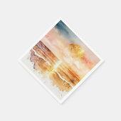 Serviette En Papier Aquarelle Plage Design 1 (Coin)