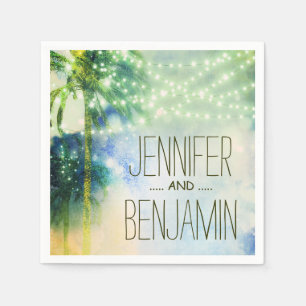 Serviette En Papier aquarelle plage turquoise mariage lampadaire
