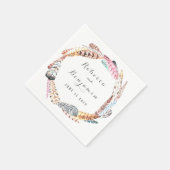 Serviette En Papier Aquarelle plumes Mariage Bohème rustique (Coin)