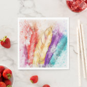 Serviette En Papier Aquarelle Plumes Papier serviettes (En situation)
