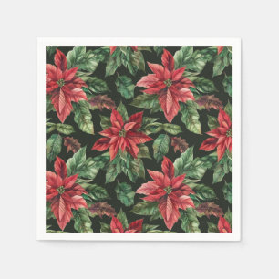 Serviette En Papier Aquarelle Poinsettia fleur Noël