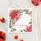 Serviette En Papier Aquarelle Poinsettia Gold Splatz Personnalisé (En situation)