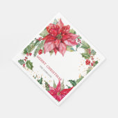 Serviette En Papier Aquarelle Poinsettia Gold Splatz Personnalisé (Coin)