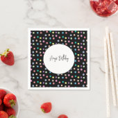 Serviette En Papier Aquarelle Points Peints à la Main Anniversaire Col (En situation)