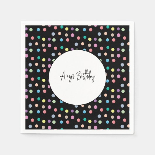 Serviette En Papier Aquarelle Points Peints à la Main Anniversaire Col (Devant)