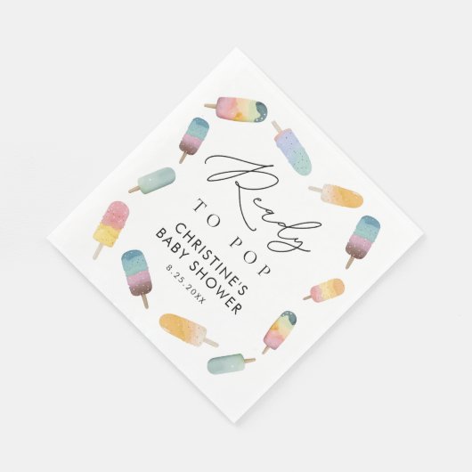 Serviette En Papier Aquarelle Popsicle Prêt à Pop Baby shower (Coin)