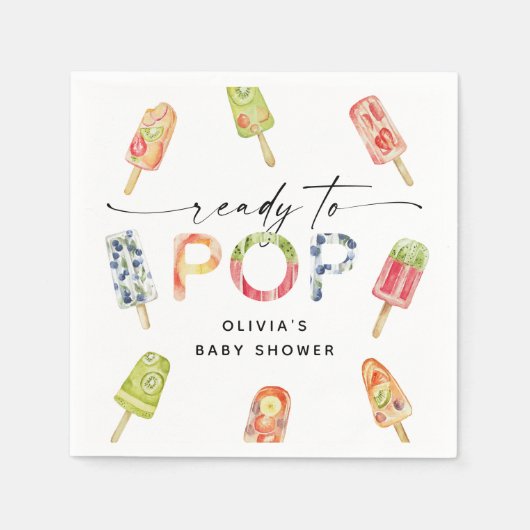 Serviette En Papier Aquarelle Popsicle Prêt à Pop Baby shower (Devant)