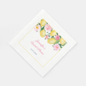 Serviette En Papier Aquarelle Positano Citrons Fleurs roses Bleu Blanc (Coin)
