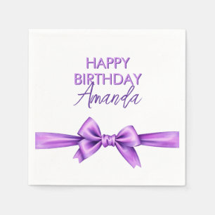Serviette En Papier Aquarelle pourpre Bow Coquette Sweet 16 Anniversai