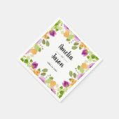 Serviette En Papier Aquarelle pourpre fleurit Mariage floral (Coin)