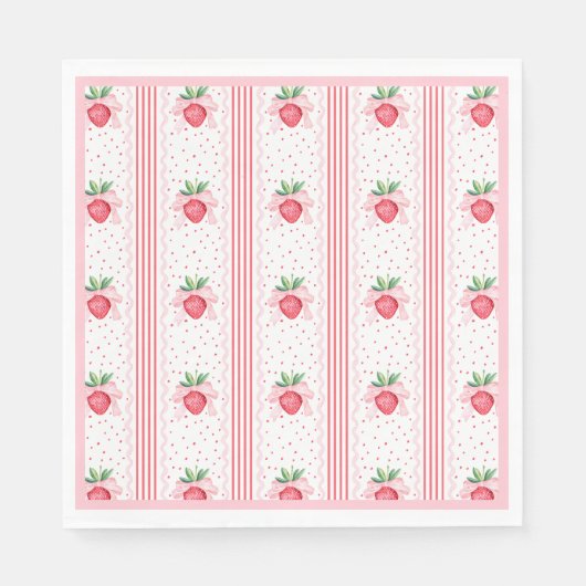 Serviette En Papier Aquarelle Preppy Fraises Berry Sweet (Devant)
