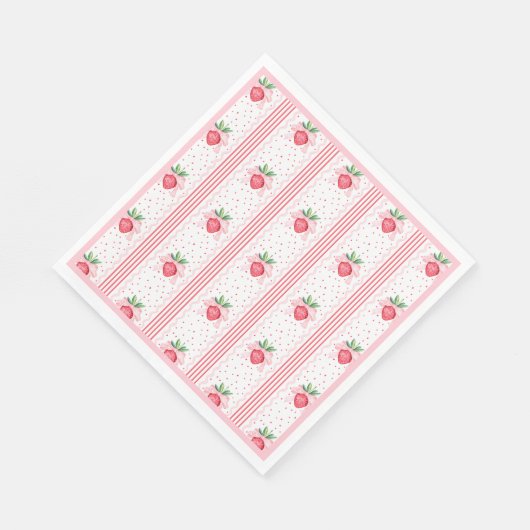 Serviette En Papier Aquarelle Preppy Fraises Berry Sweet (Coin)