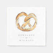 Serviette En Papier Aquarelle Pretzel doux Mariage personnalisé (Devant)