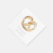 Serviette En Papier Aquarelle Pretzel doux Mariage personnalisé (Coin)