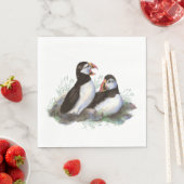 Serviette En Papier Aquarelle Puffin Océan Oiseau Famille Faune (En situation)