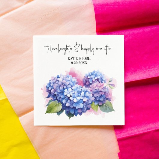Serviette En Papier Aquarelle Purple Hydrangea Mariage Floral