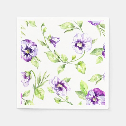 Serviette En Papier Aquarelle Purple Pansy (Devant)