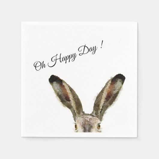 Serviette En Papier Aquarelle Rabbit Oh Joyeux Jour ! (Devant)