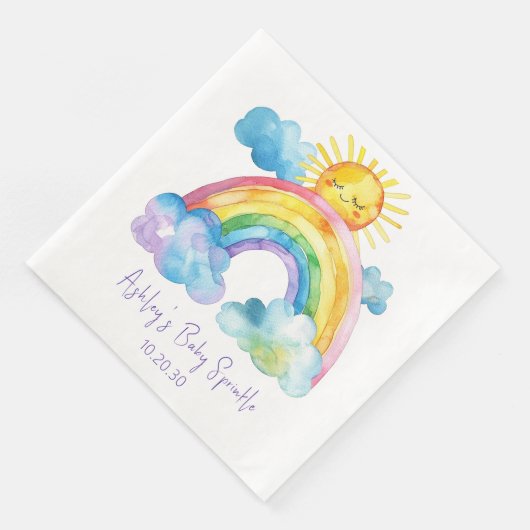 Serviette En Papier Aquarelle Rainbow Baby Sprinkle (Coin)