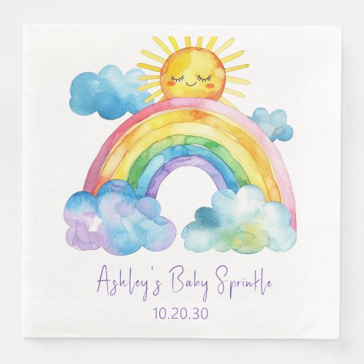 Serviette En Papier Aquarelle Rainbow Baby Sprinkle (Devant)
