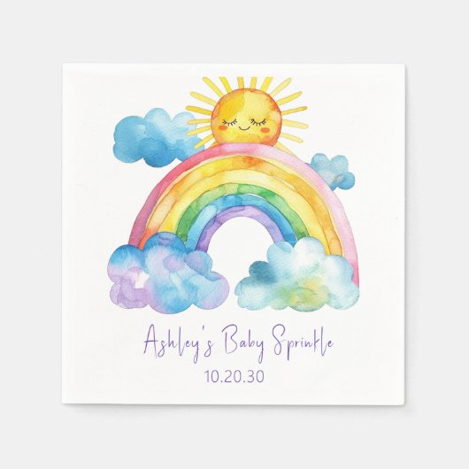 Serviette En Papier Aquarelle Rainbow Baby Sprinkle (Devant)